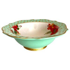 The Pioneer Woman Holiday Charm Stoneware Bowl 8” Scalloped Rim Polka Dot Floral